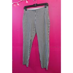 A New Day Women's Pants Black White Striped Skinny Stretch 4 Side Zip